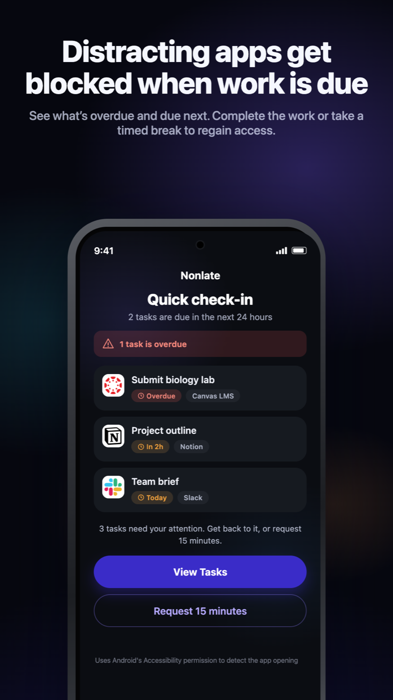Actual Nonlate Android blocker screen